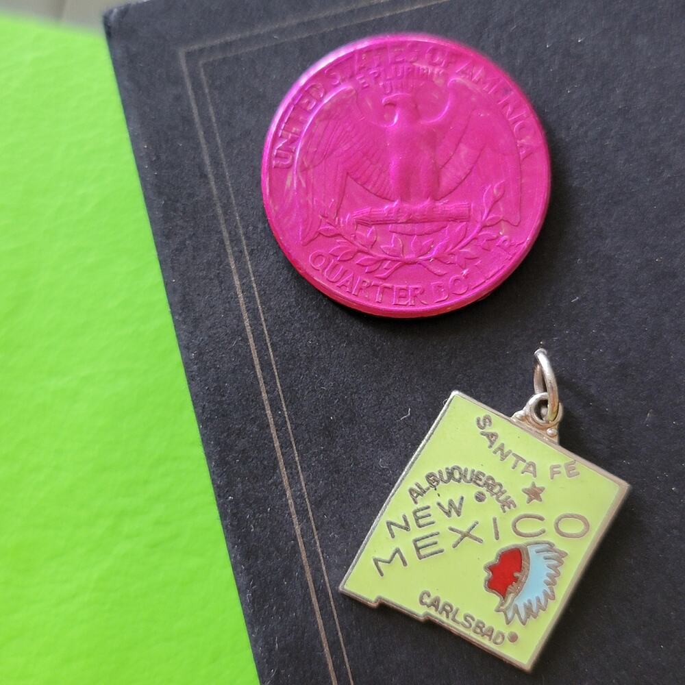 New Mexico Enameled Charm, Deadstock Vintage